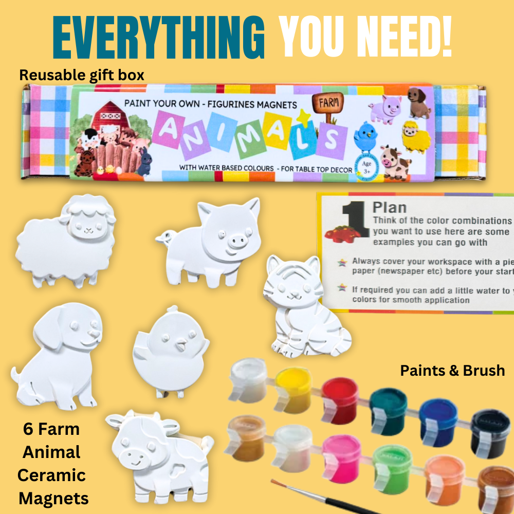 Paint Your Own Farm Animals Ceramic Magnets