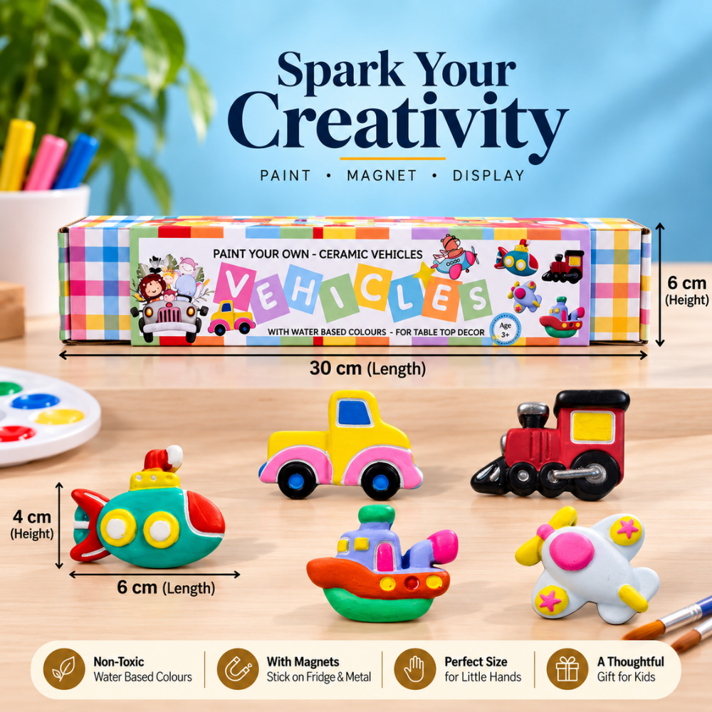 DIY Ceramic Paiting Set - Vehicles Magnet