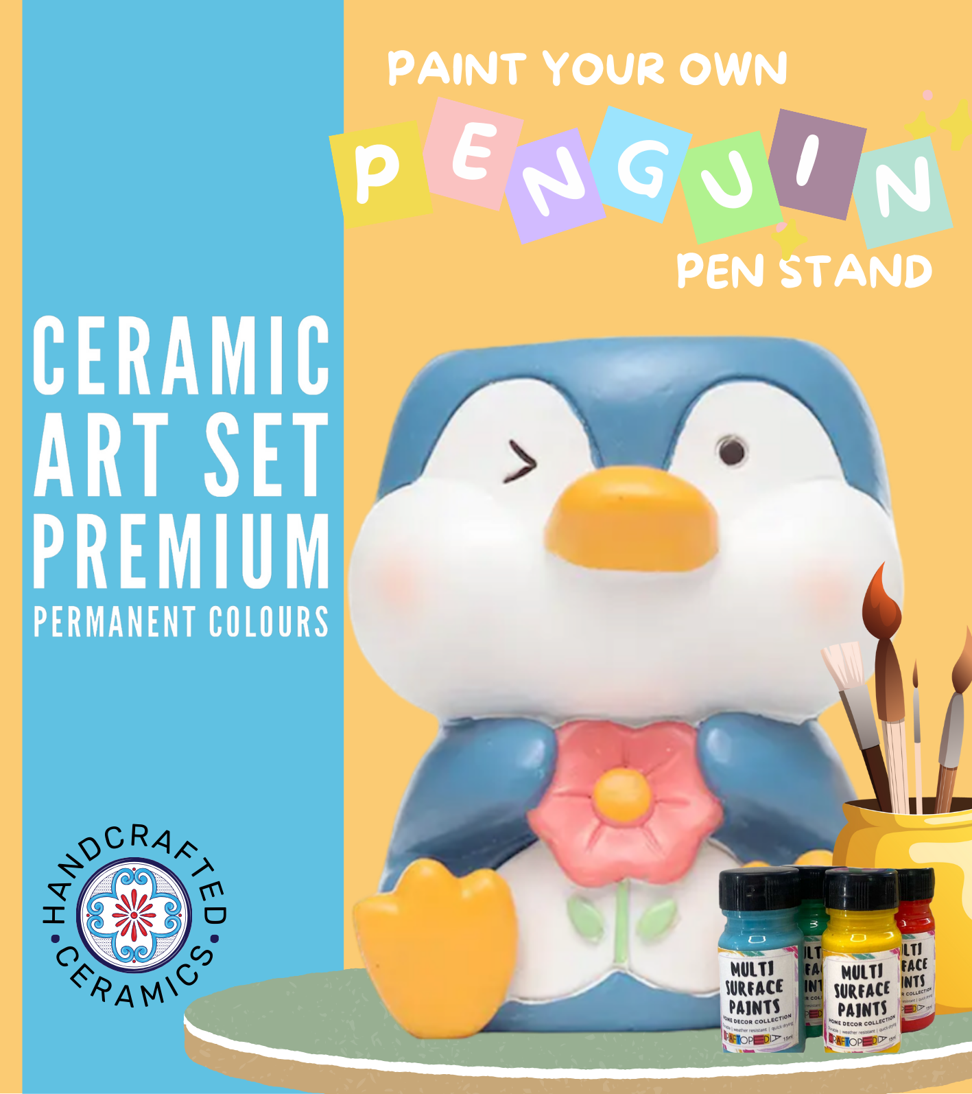 Paint Your Own Pen Stand - Penguin