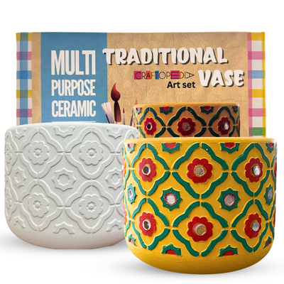 DIY Ceramic Traditional Vase with Mirror Work