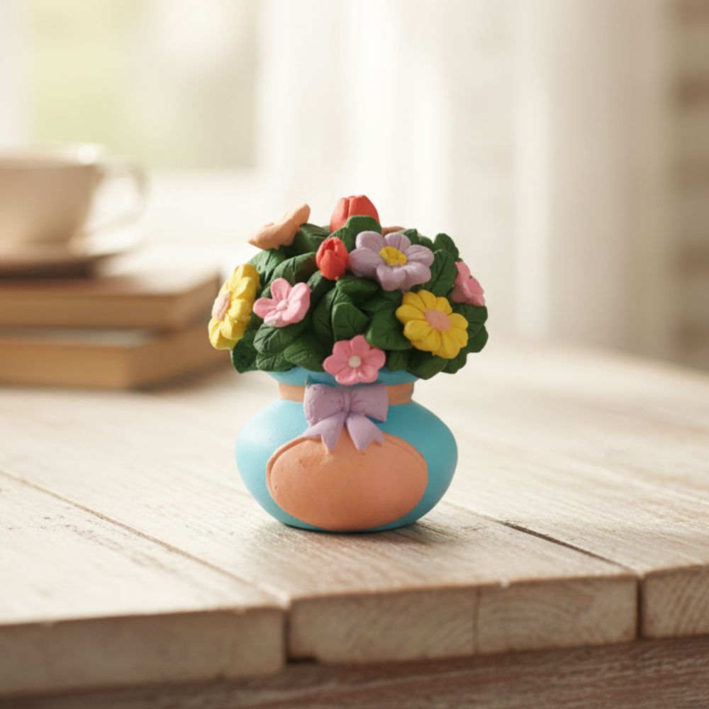 Miniature Multi-Color Flower Pot Tabletop Decor