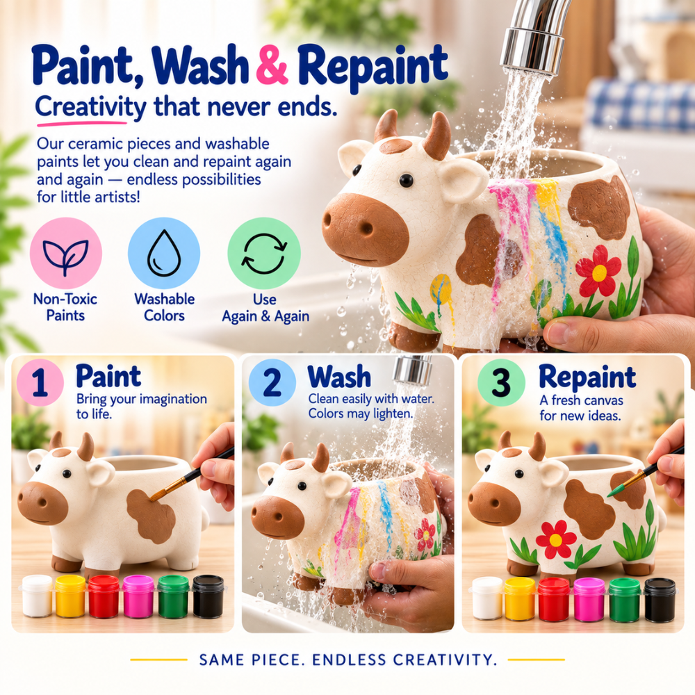 DIY Paiting Set - Cow Planter