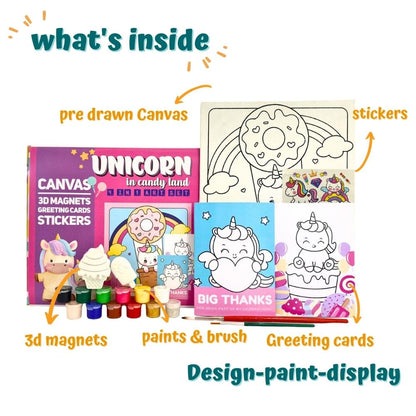 4 In 1 Canvas Set - Unicorns In Candyland