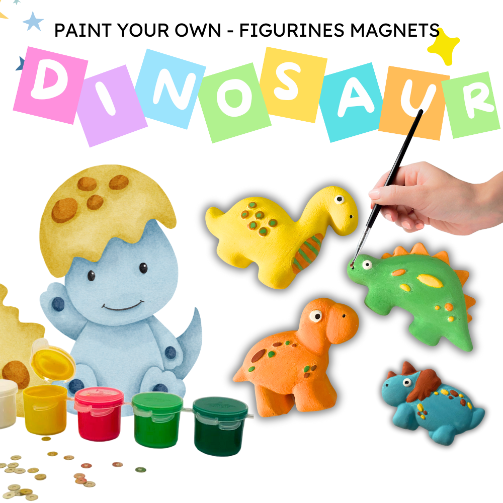 Paint Your Own Dino Ceramic Magnets