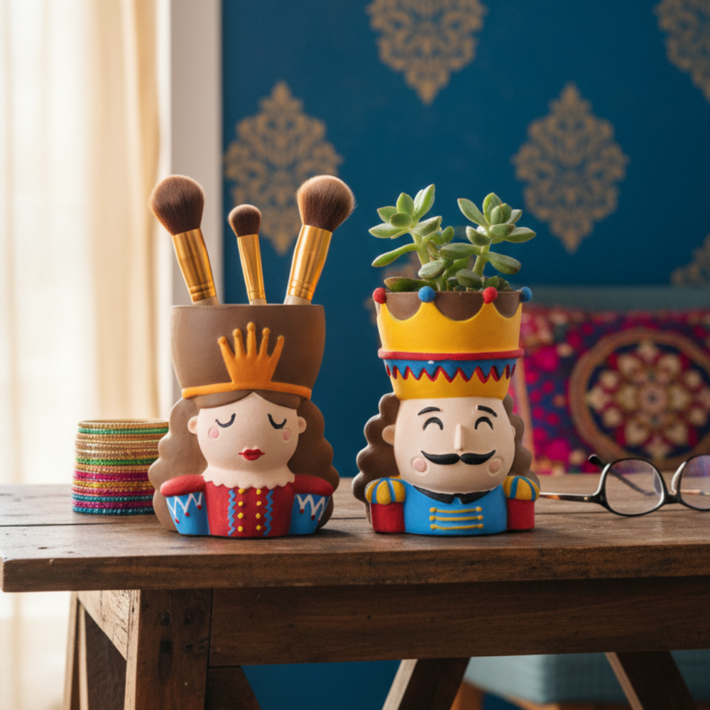 Handcrafted Ceramic King & Queen Pots