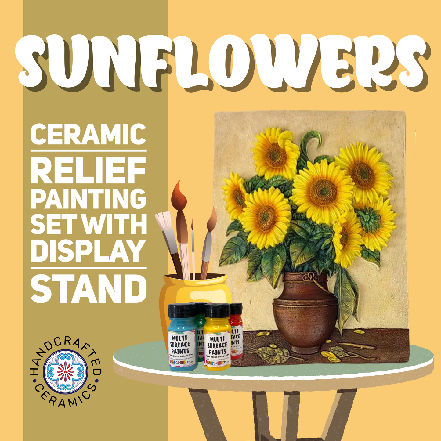 Ceramic Relief Painting - Sunflower